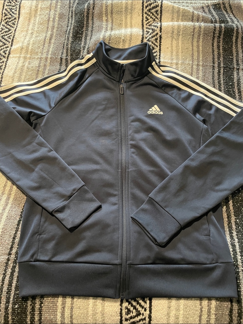adidas Navy Track Jacket with Classic White Three-Stripes